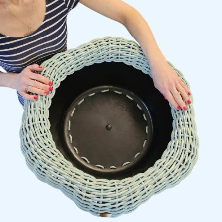 Кашпо цветочная корзина для луковичных голубая лагуна из искусственного ротанга 22 литра